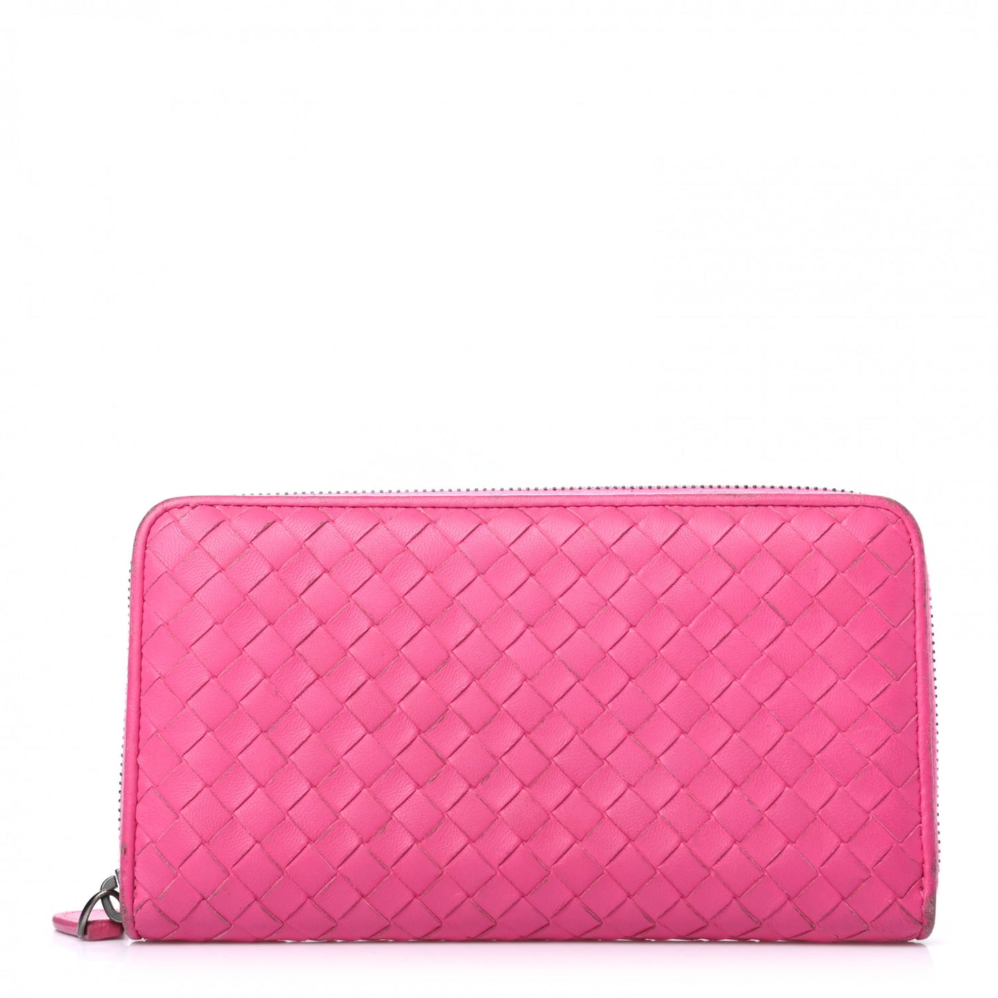 Nappa Intrecciato Zip Around Wallet Rosa Shock