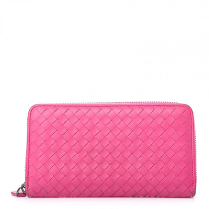 Bottega Veneta Nappa Intrecciato Zip Around Wallet Rosa Shock 1 of 10