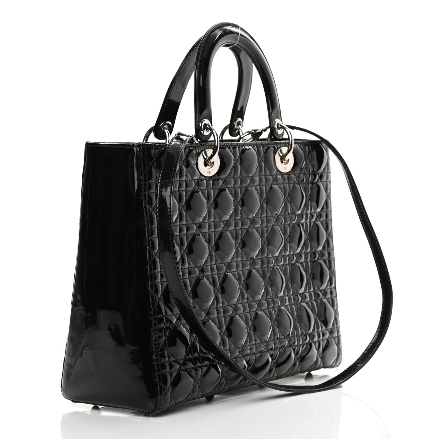 Patent Cannage Large Lady Dior Black