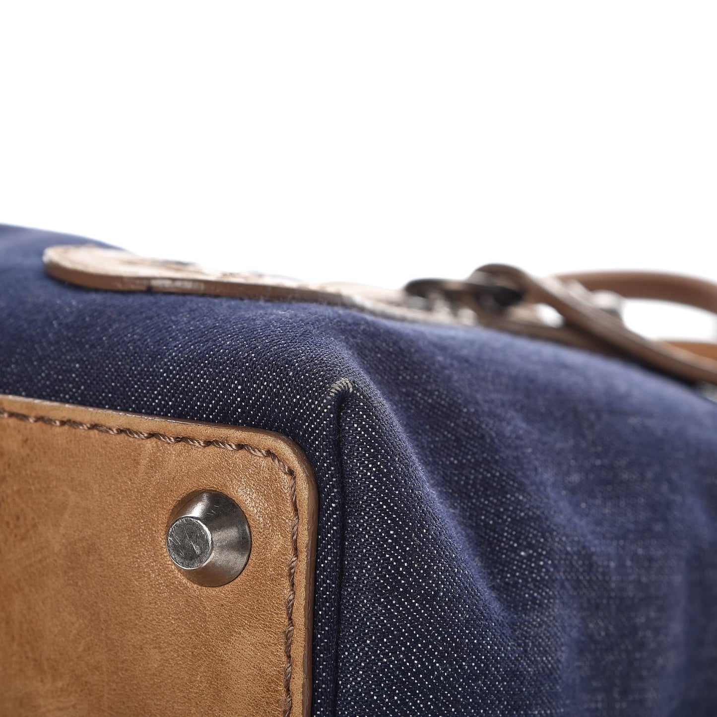 Denim Calfskin Tote Dark Blue