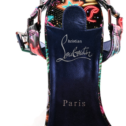 Christian Louboutin Patent Calfskin Lin By The Night Pyraclou 110 Wedge Sandals 40 Black Multicolor 6 of 8
