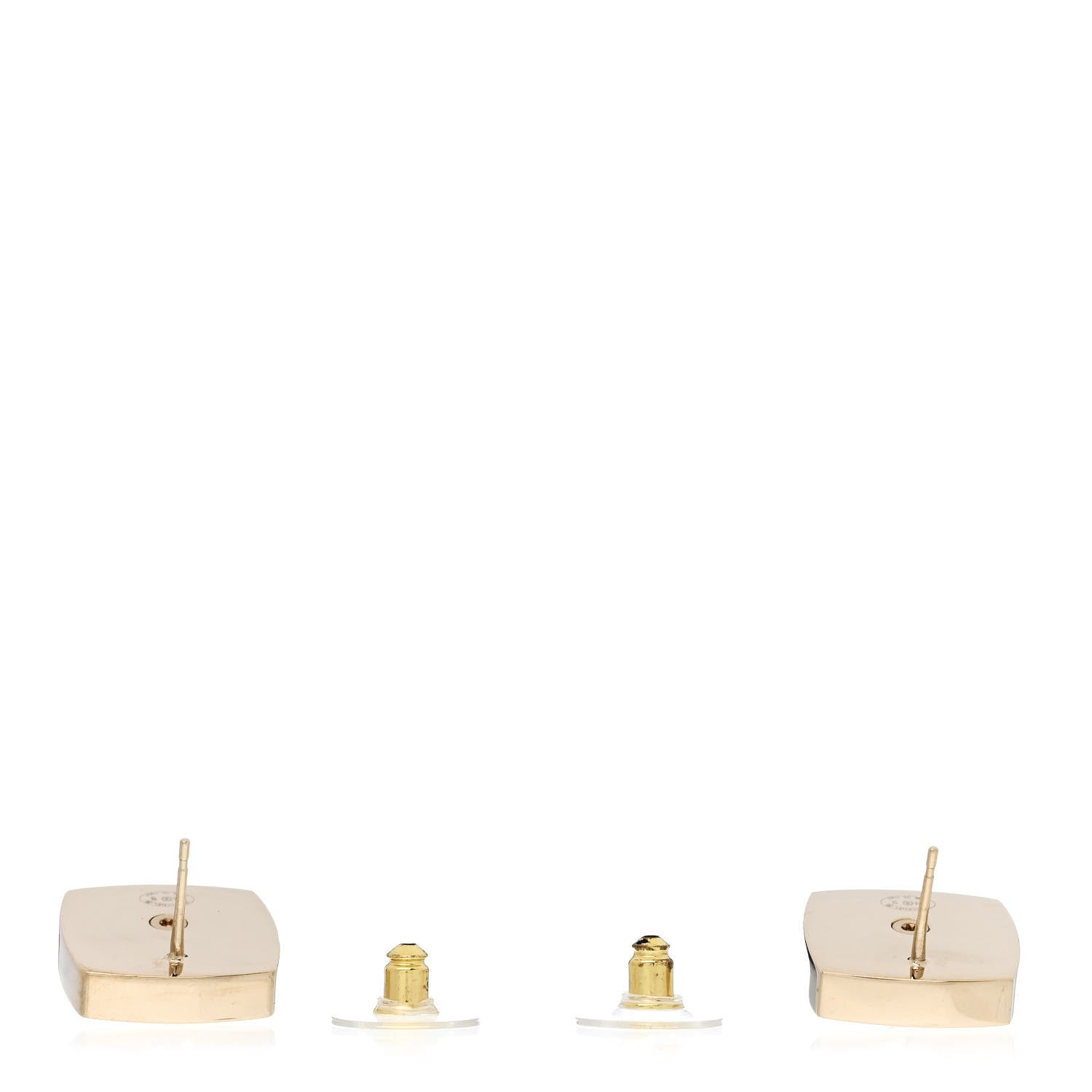 Chanel Metal Pearl Crystal CC Logo Square Earrings Gold Pearly White 3 of 7