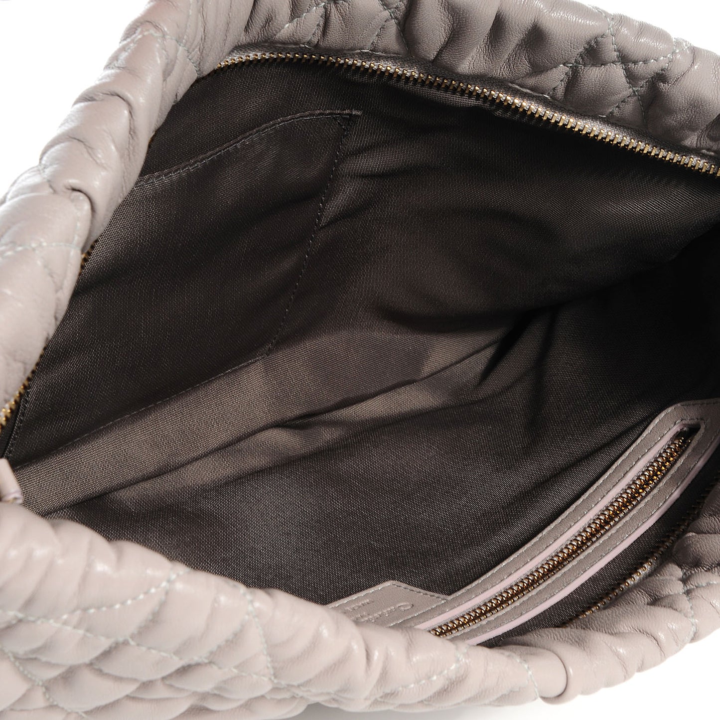 Lambskin Quilted Delidior Cannage Clutch Grey