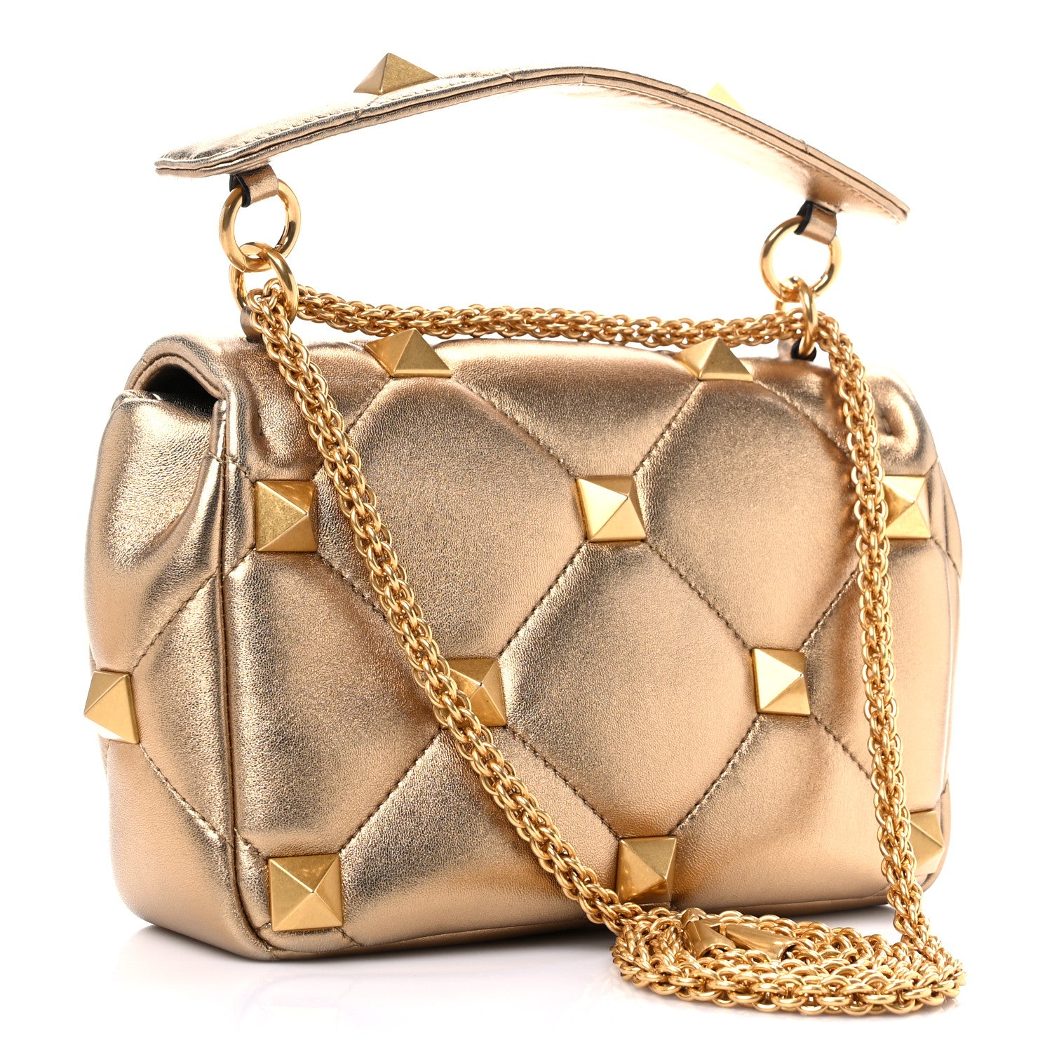 Valentino Garavani Nappa Medium Roman Stud Shoulder Bag Antique Brass 3 of 13
