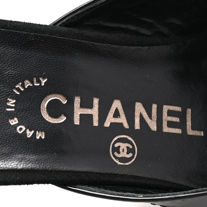 Chanel Patent Suede Cap Toe Kitten Heel Pumps 37.5 Black 8 of 8