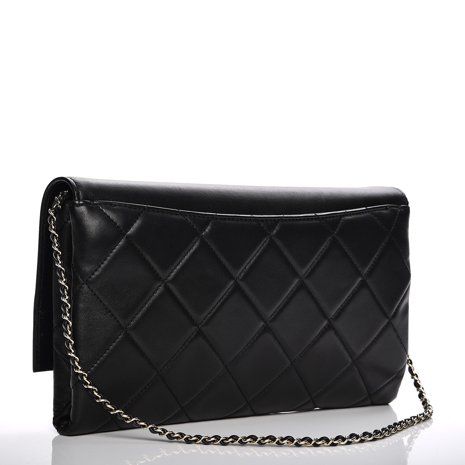 Chanel Lambskin Quilted Retro Label Clutch Black 3 of 7