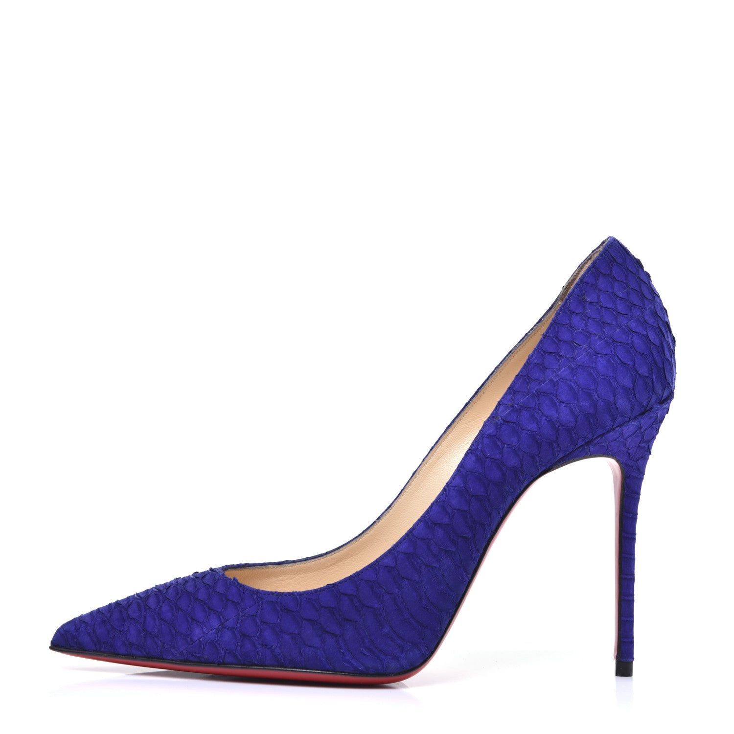 Christian Louboutin Watersnake Nubuck Decollete 554 100 Pumps 38 Purple Pop 1 of 10