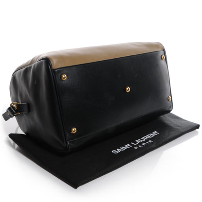 Saint Laurent Smooth Calfskin Bi-Color Duffle 12 Beige Black 4 of 8