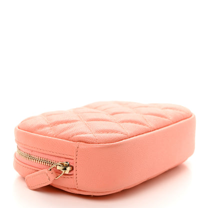 Chanel Caviar Quilted Small Curvy Pouch Cosmetic Case Light Orange 4 of 8