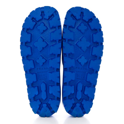 Prada EVA Rubber Triangle Logo Embossed Womens Lug Sole 20mm Slide Sandals 39 Azzurro 5 of 8