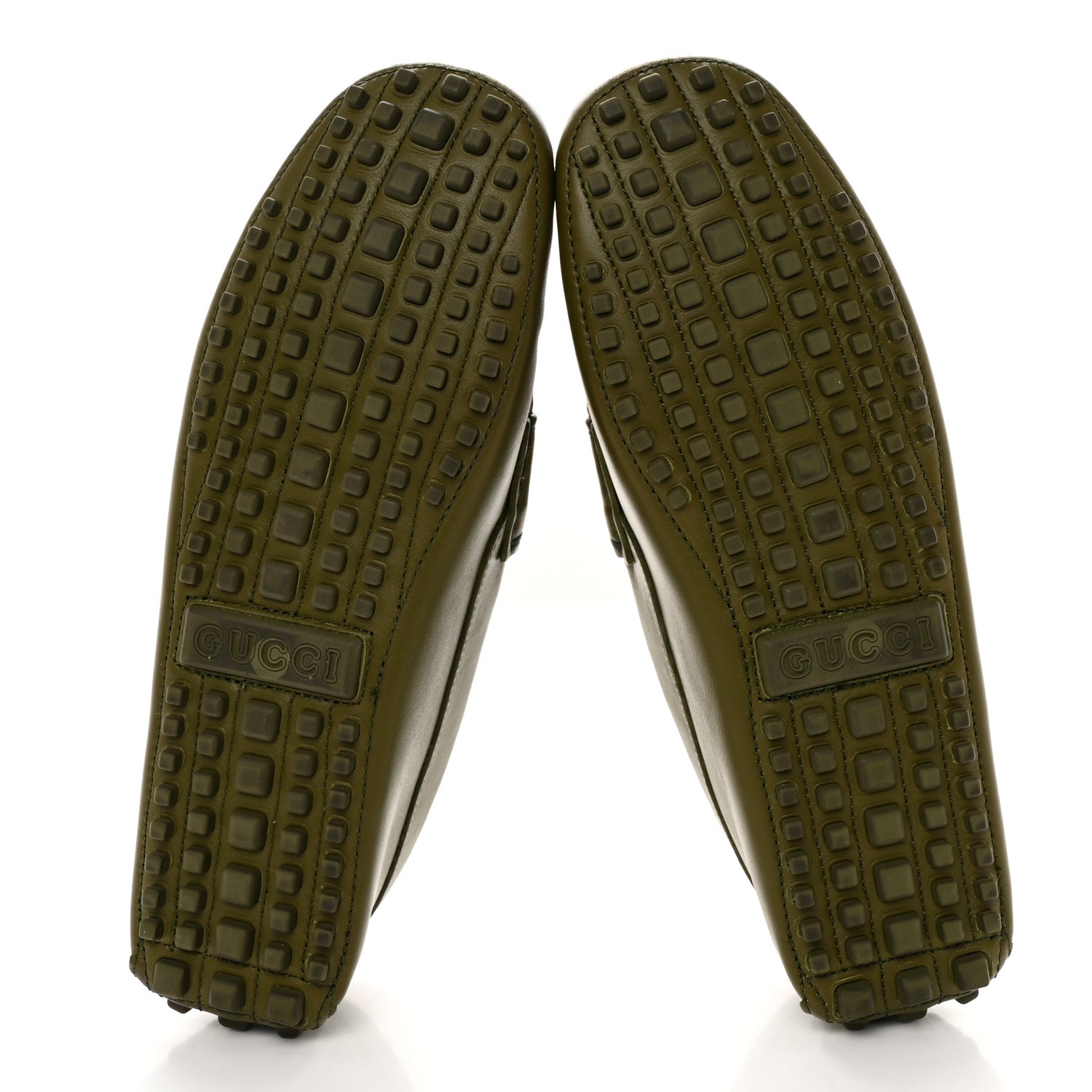 Gucci Soft Clove Calfskin Monochrome Mens Interlocking G Driver Loafers 7 Juniper Green 6 of 16