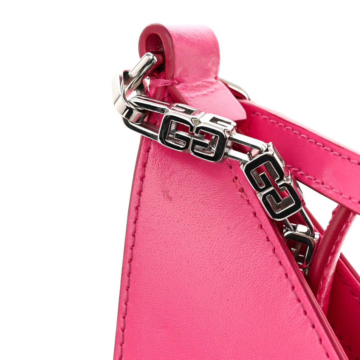 Box Calfskin Mini Cut Out Shoulder Bag Neon Pink