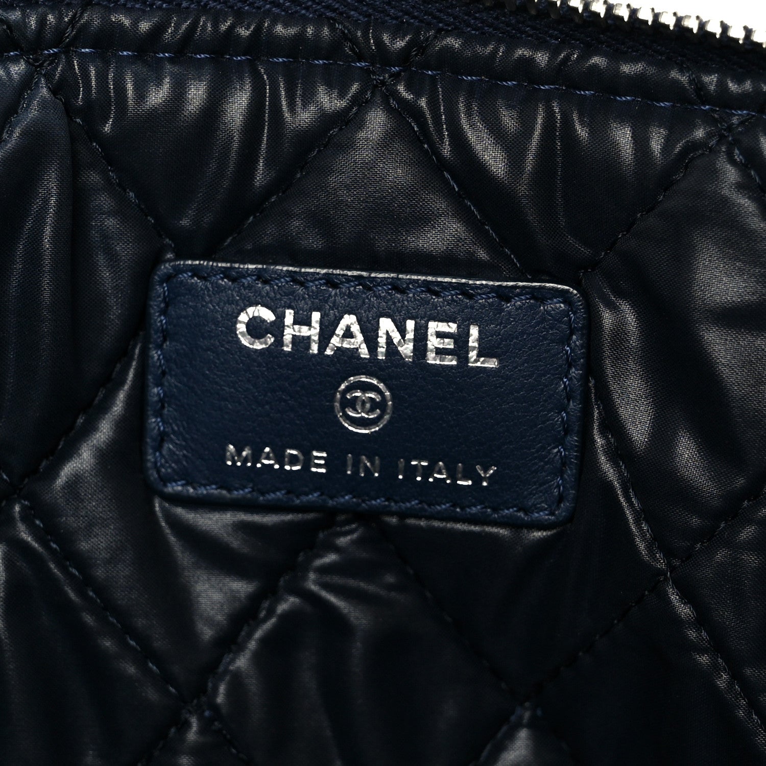 Chanel Lambskin Quilted Large Cosmetic Case Navy 6 of 8