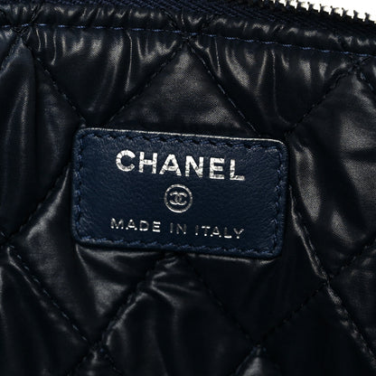 Chanel Lambskin Quilted Large Cosmetic Case Navy 6 of 8