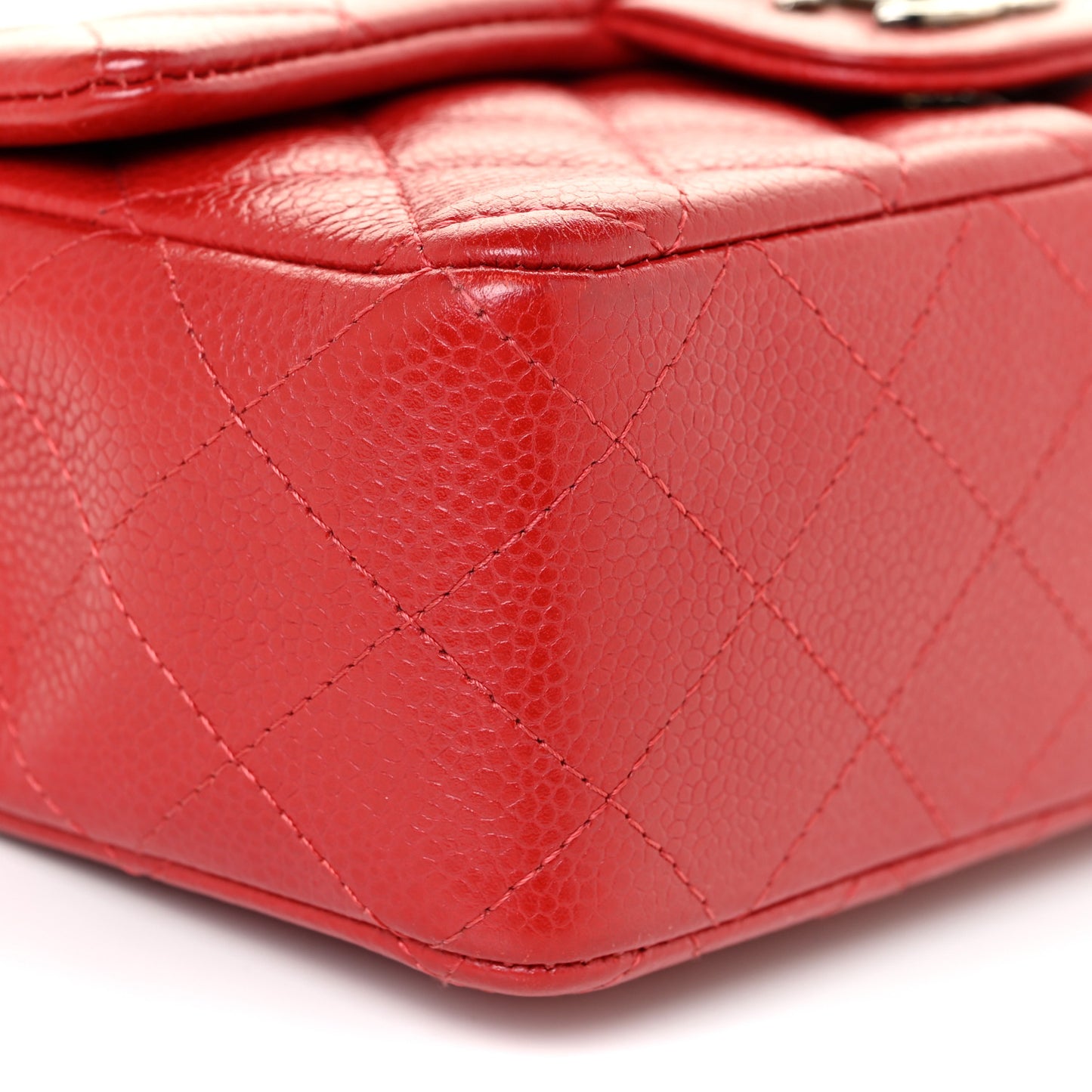 Caviar Quilted Mini Rectangular Flap Red