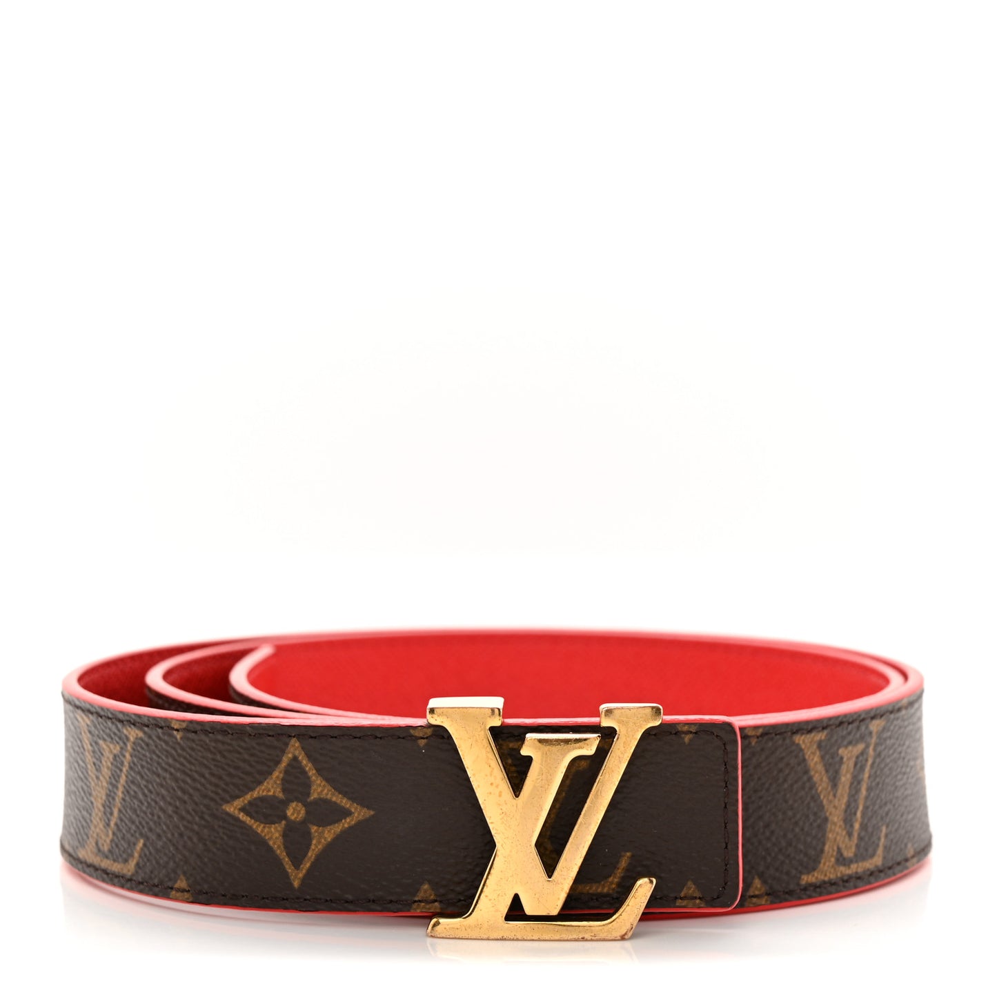 Calfskin Monogram 30mm LV Initiales Reversible Belt 85 34 Coquelicot