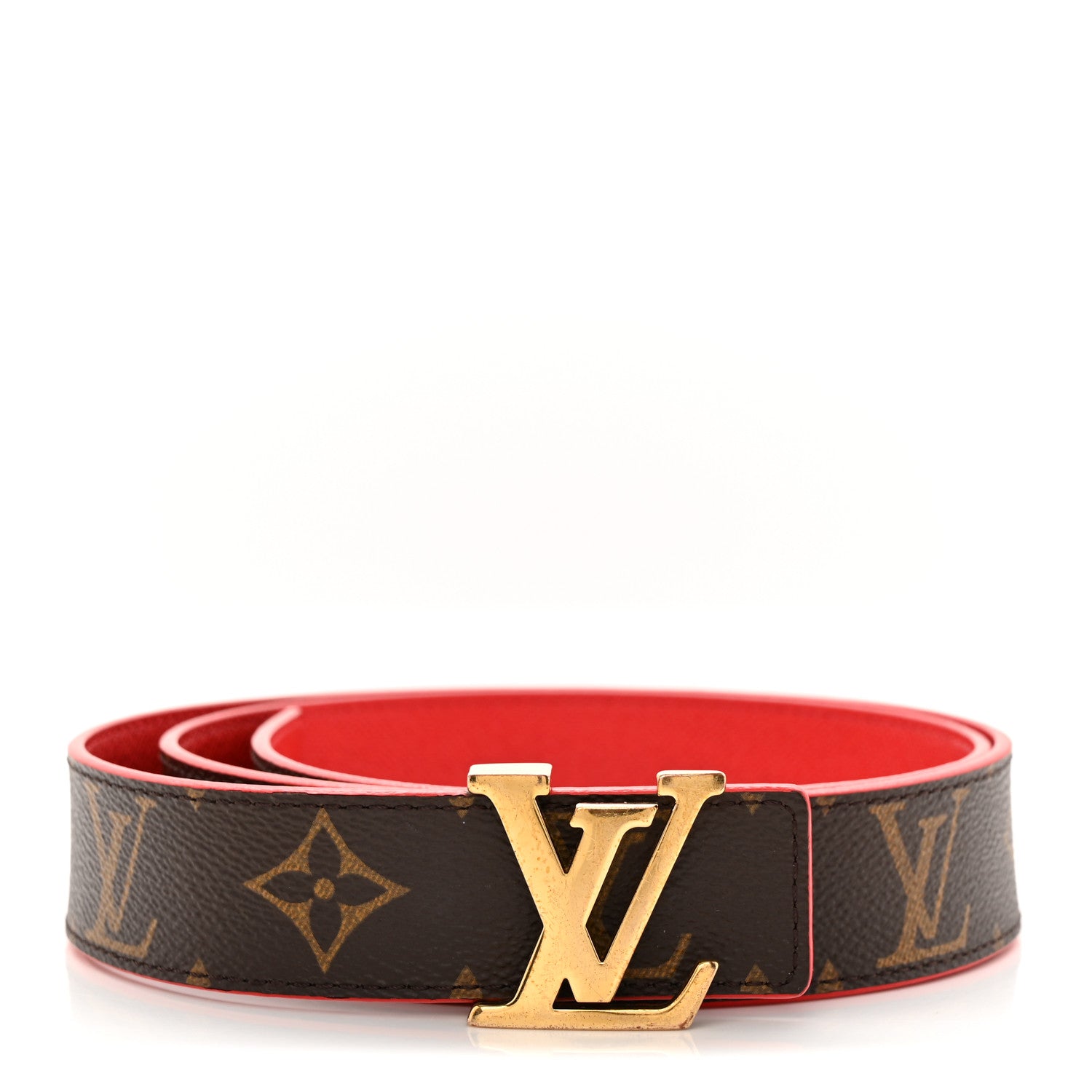 Louis Vuitton Calfskin Monogram 30mm LV Initiales Reversible Belt 85 34 Coquelicot 1 of 5