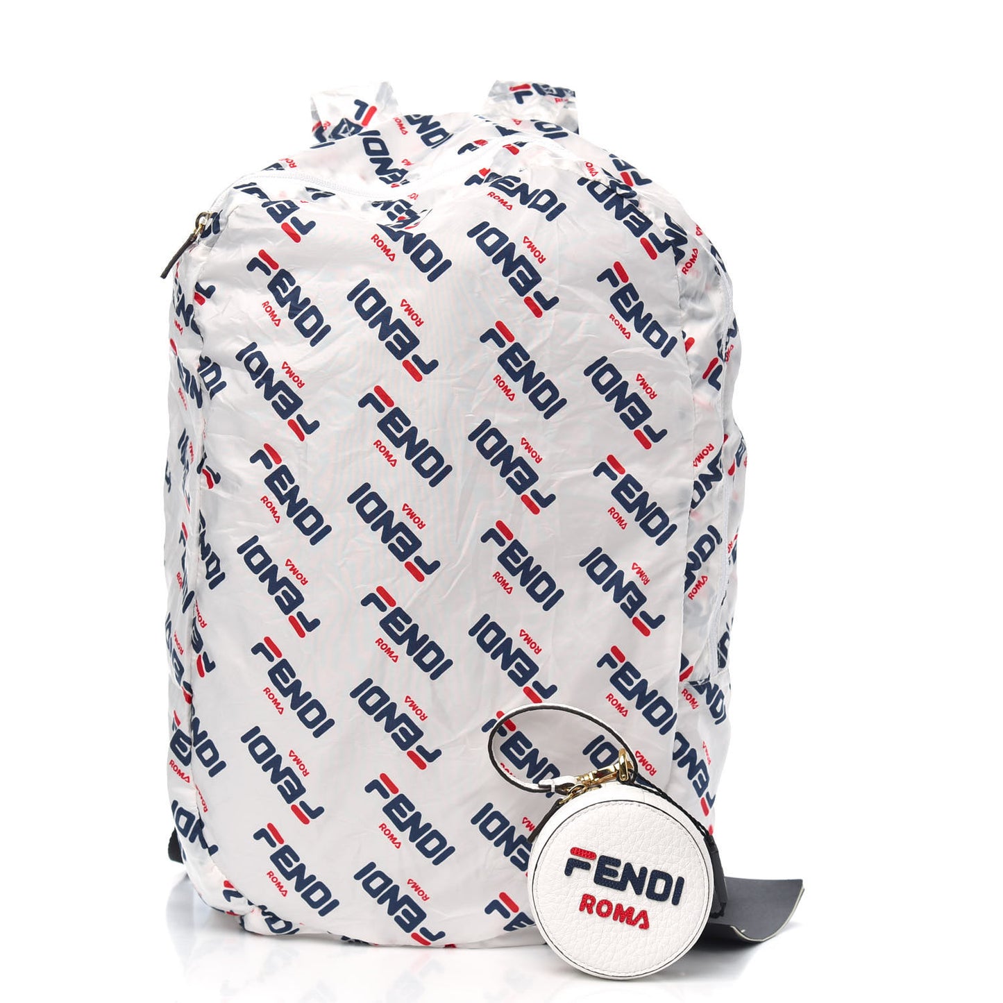 X FILA Calfskin Mania Backpack Help Bag Charm White Blueberry Multicolor