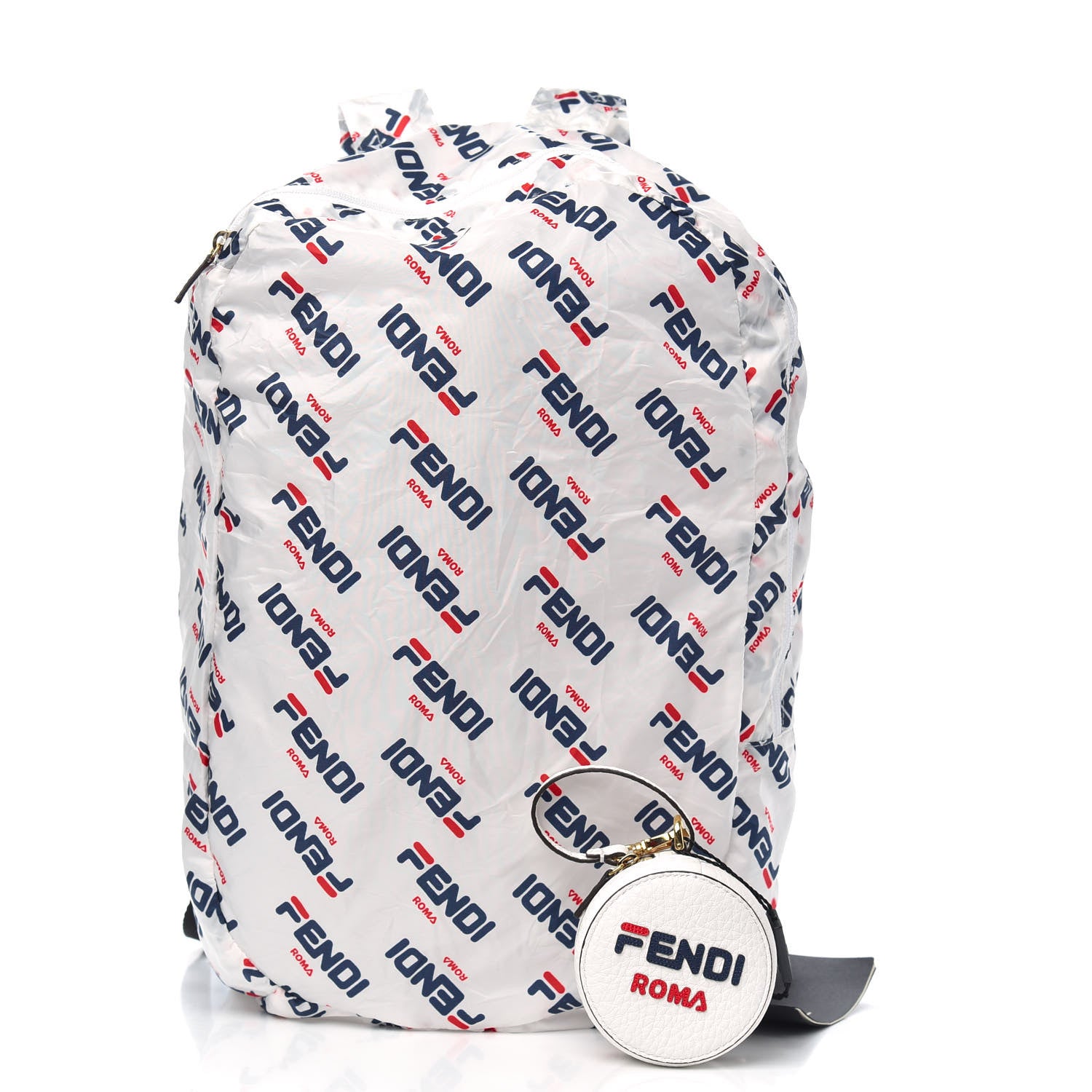 Fendi X FILA Calfskin Mania Backpack Help Bag Charm White Blueberry Multicolor 3 of 10