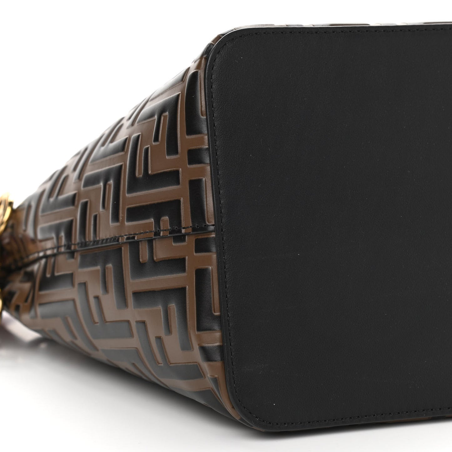 Vitello Grace F is Fendi Bi-Color FF 1974 Embossed Grande Mon Tresor Bucket Bag Maya Black Fragola