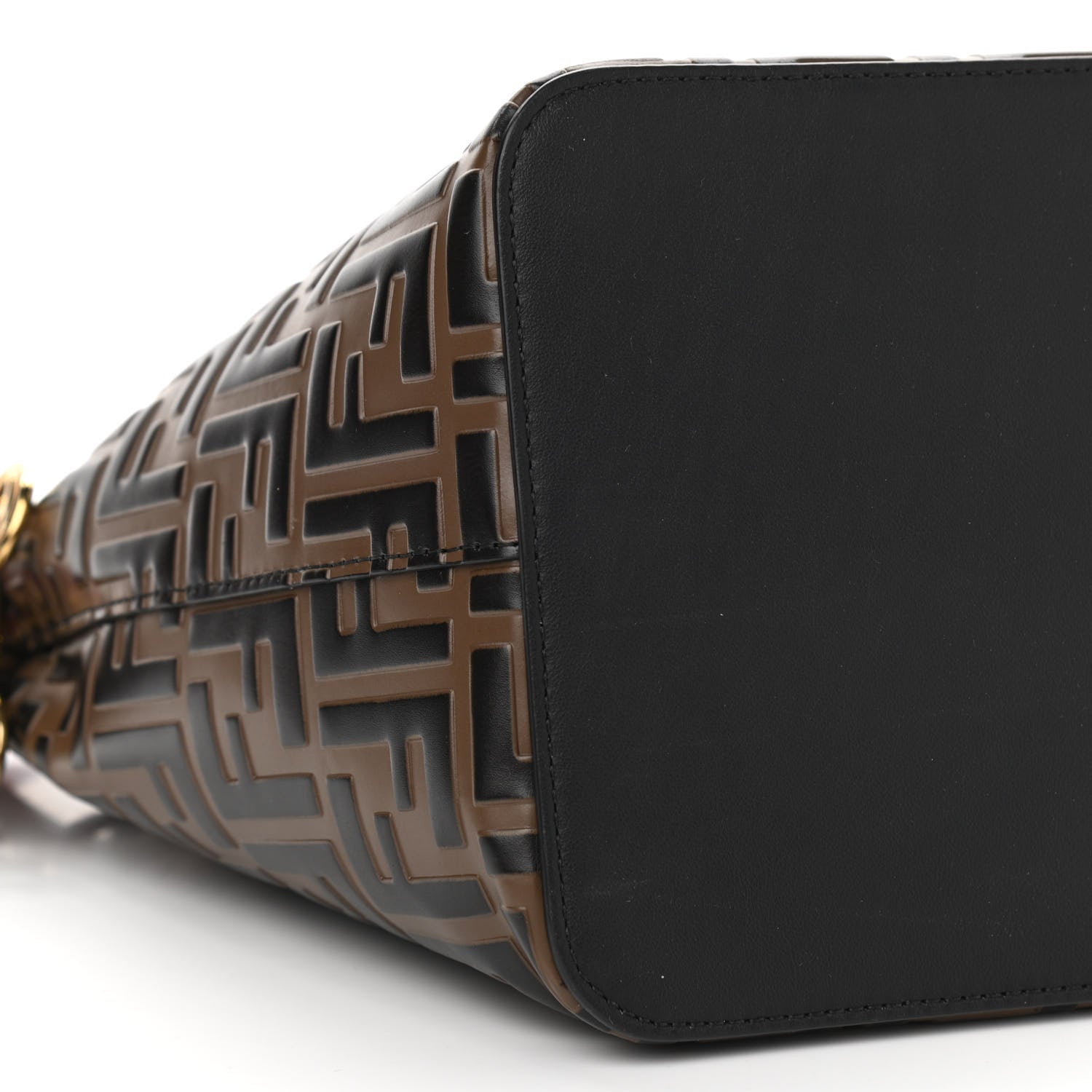 Fendi Vitello Grace F is Fendi Bi-Color FF 1974 Embossed Grande Mon Tresor Bucket Bag Maya Black Fragola 5 of 12
