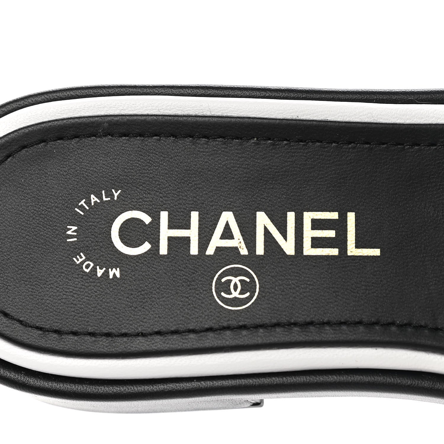 Chanel Lambskin Embroidered CC Mule Sandal 36.5 Black White 7 of 9