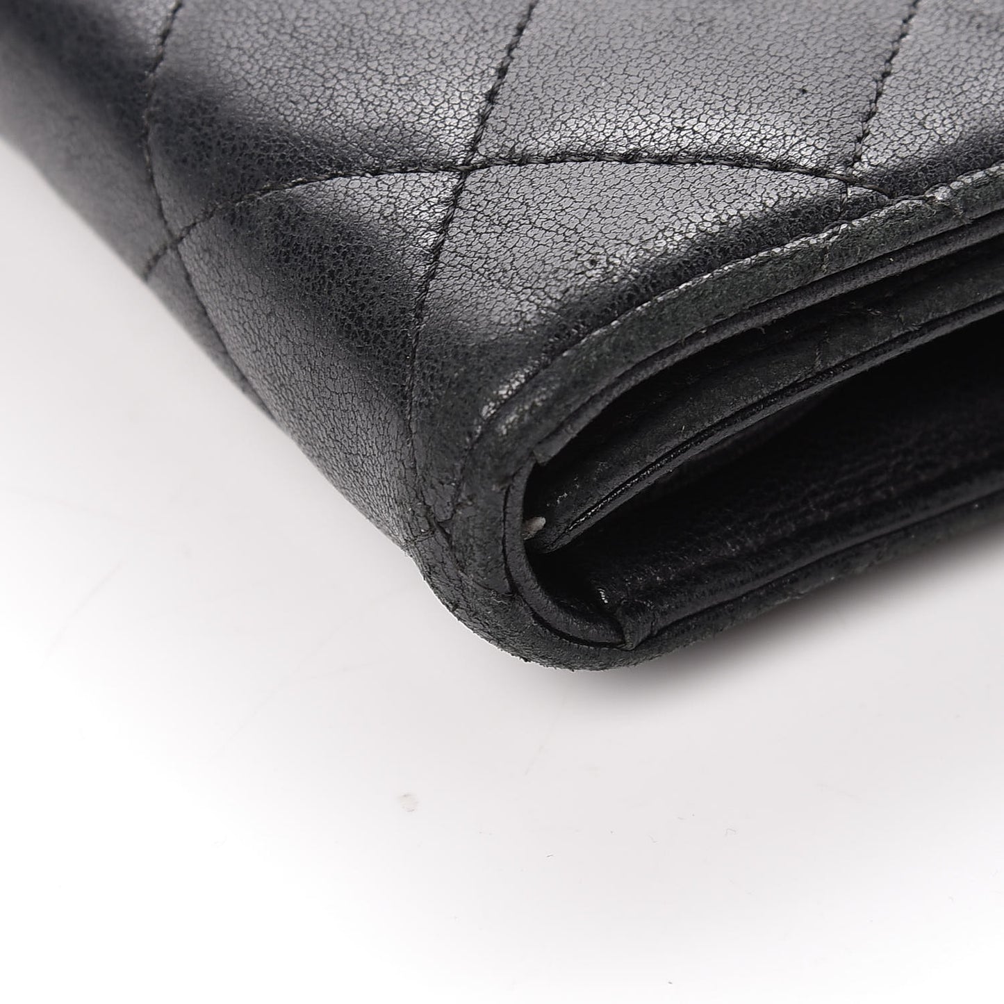 Lambskin Quilted Large Flap Wallet Black