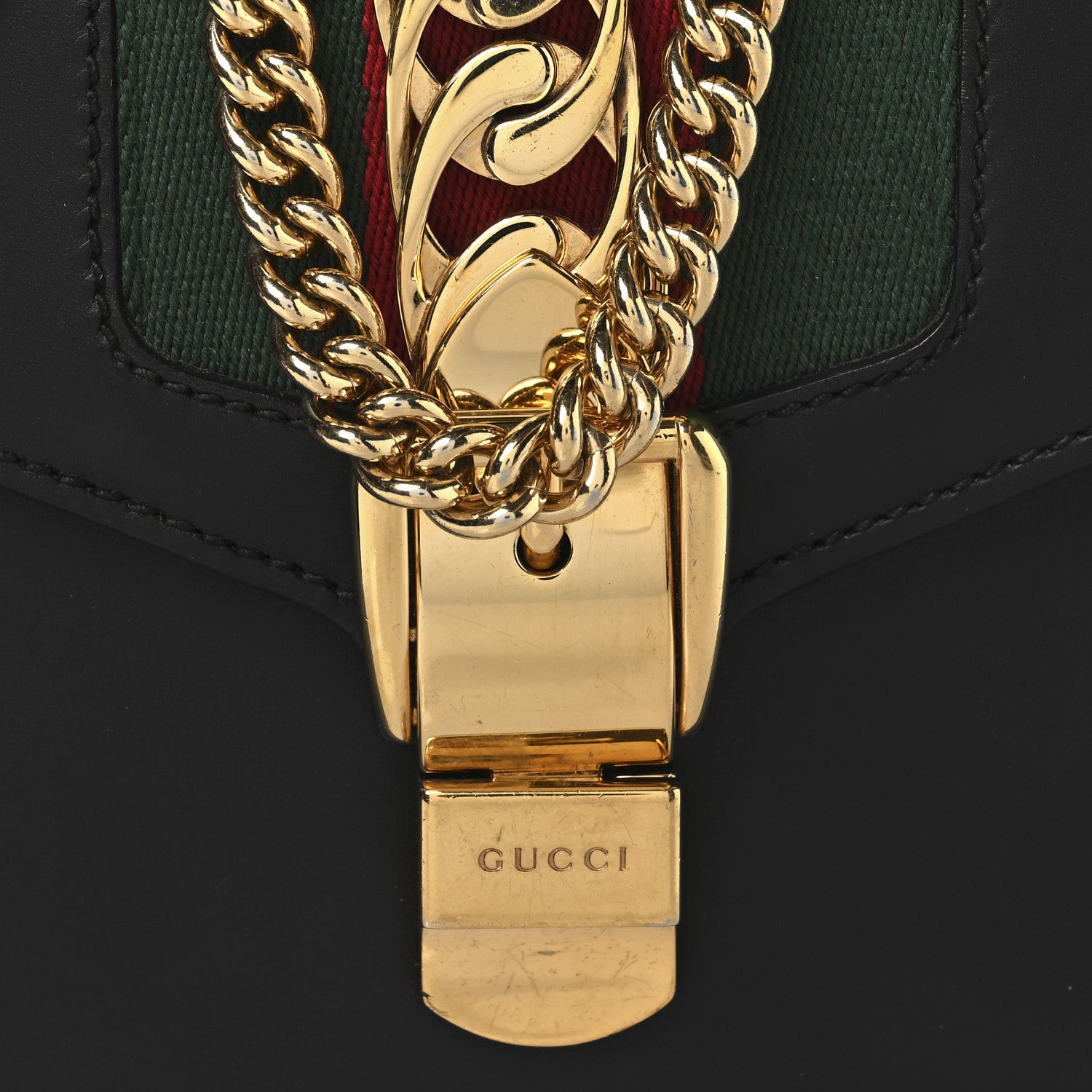 Gucci Calfskin Mini Sylvie Chain Shoulder Bag Black 8 of 10