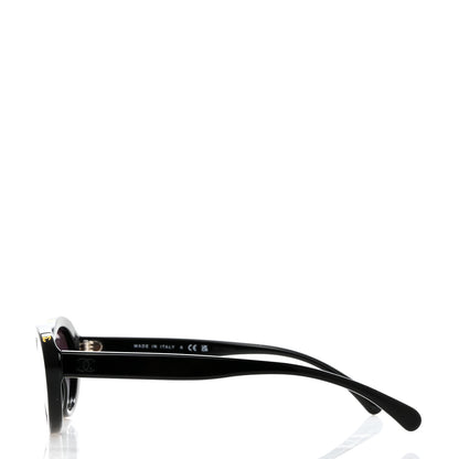 Chanel Acetate Oval Sunglasses 5416 Black Yellow 3 of 8