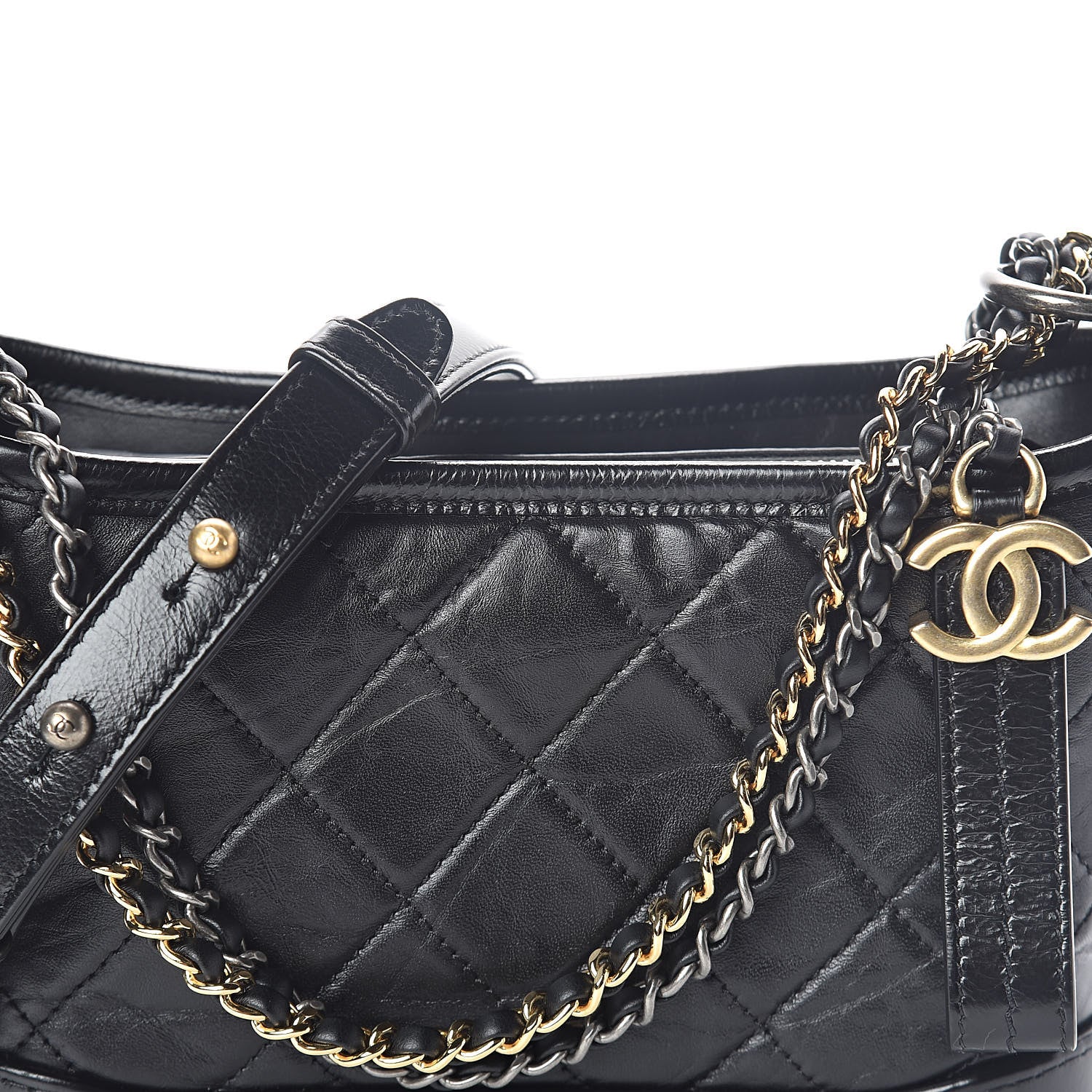Chanel Aged Calfskin Quilted Small Gabrielle Hobo Black 8 of 11