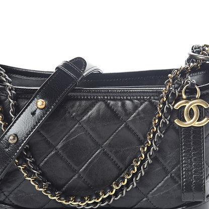 Chanel Aged Calfskin Quilted Small Gabrielle Hobo Black 8 of 11