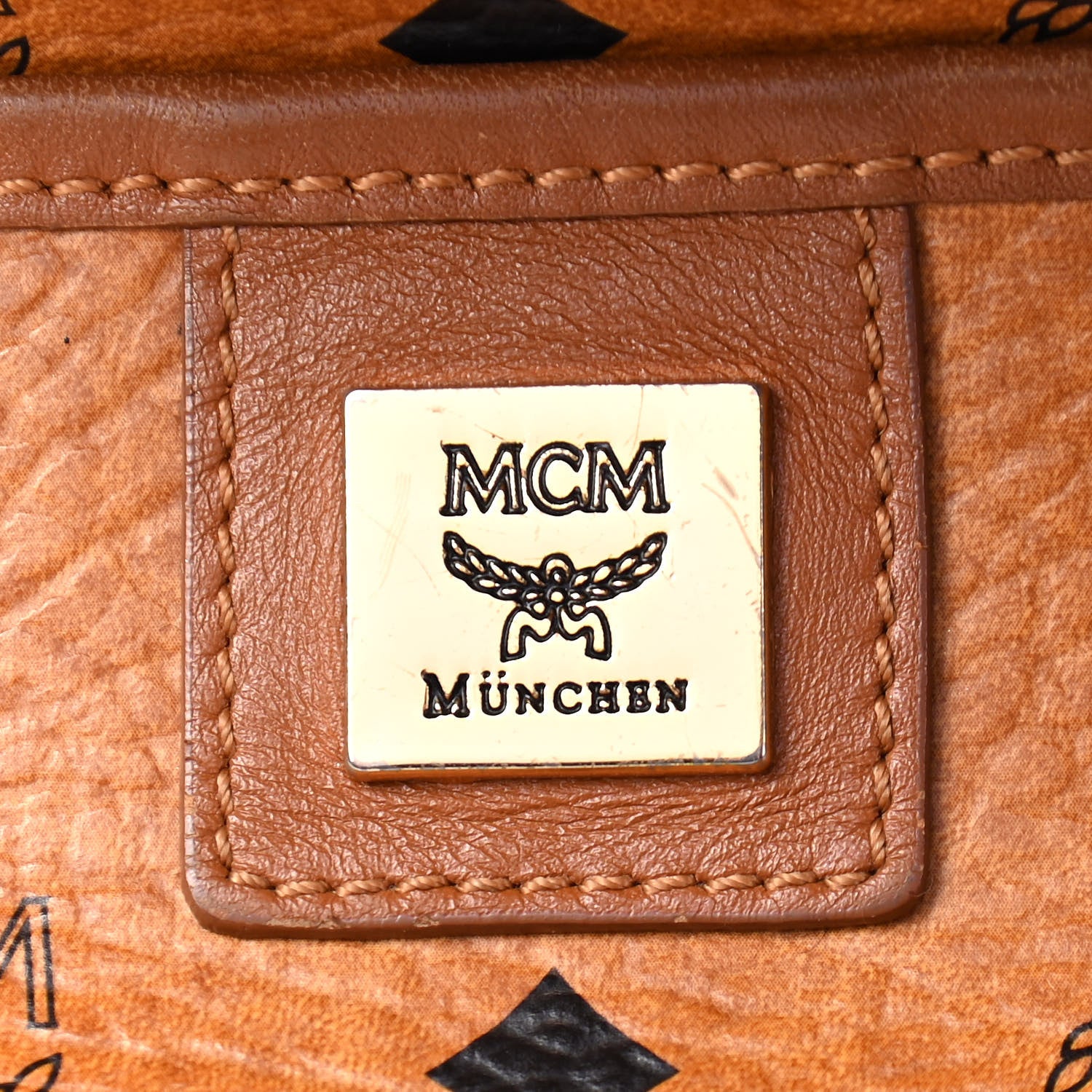 MCM Visetos Crocodile Embossed Medium Liz Shopper Tote Cognac 5 of 9