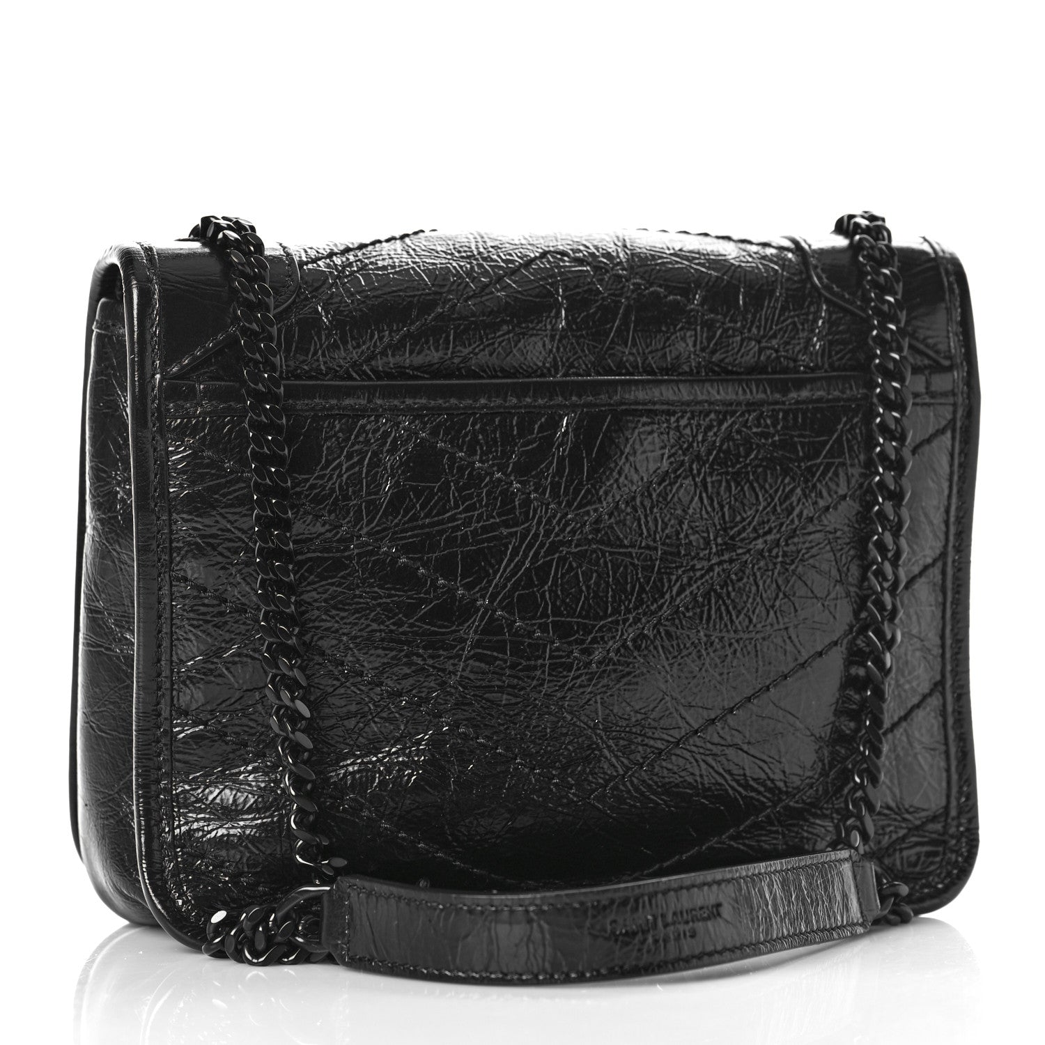 Saint Laurent Crinkled Calfskin Matelasse Monogram Niki Chain Wallet Black 3 of 9