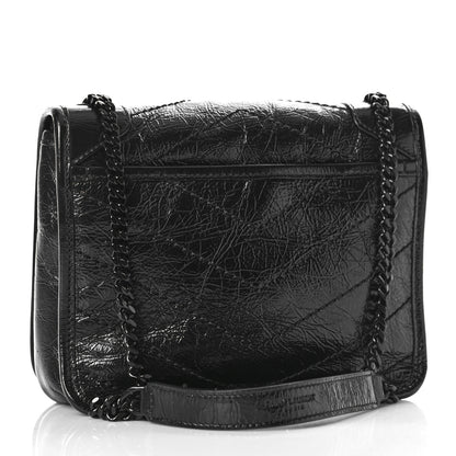 Saint Laurent Crinkled Calfskin Matelasse Monogram Niki Chain Wallet Black 3 of 9