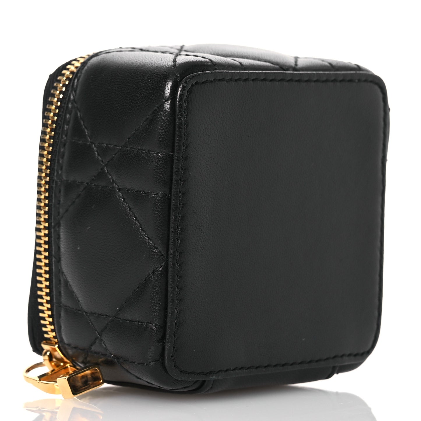 Calfskin Cannage Mini Caro Jewelry Case Black