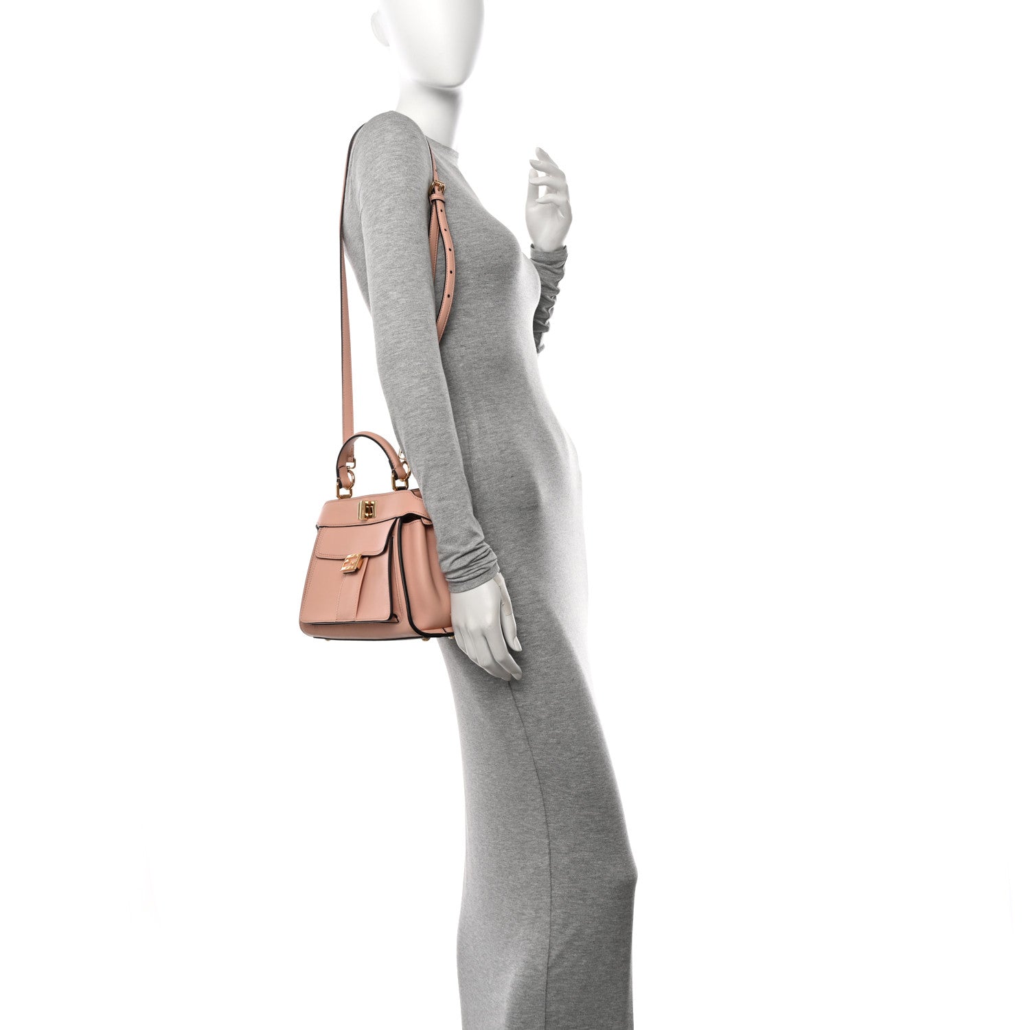 Fendi Nappa Pocket Mini Peekaboo Iconic Satchel Baby Pink 2 of 9