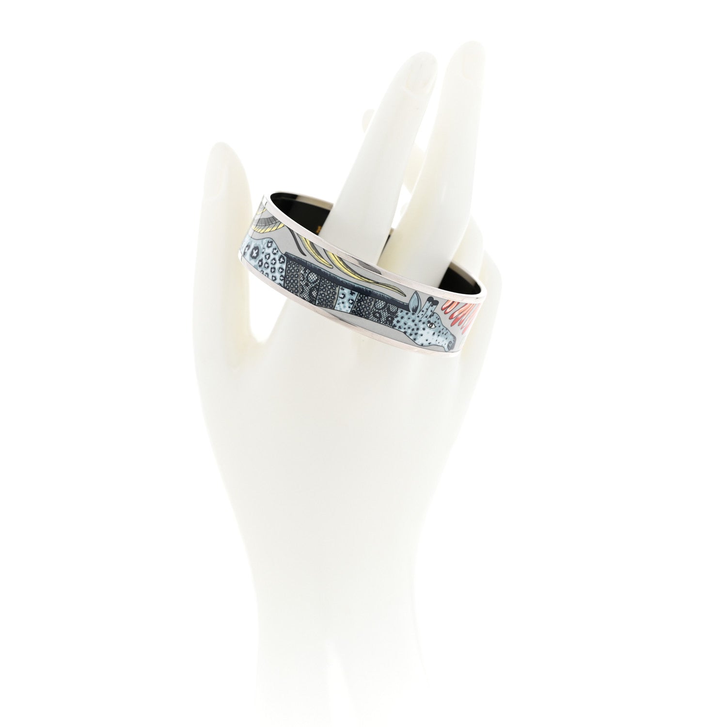 Hermes Enamel Printed Wide Le Marche de Savana Bracelet 70 Romantique 2 of 5