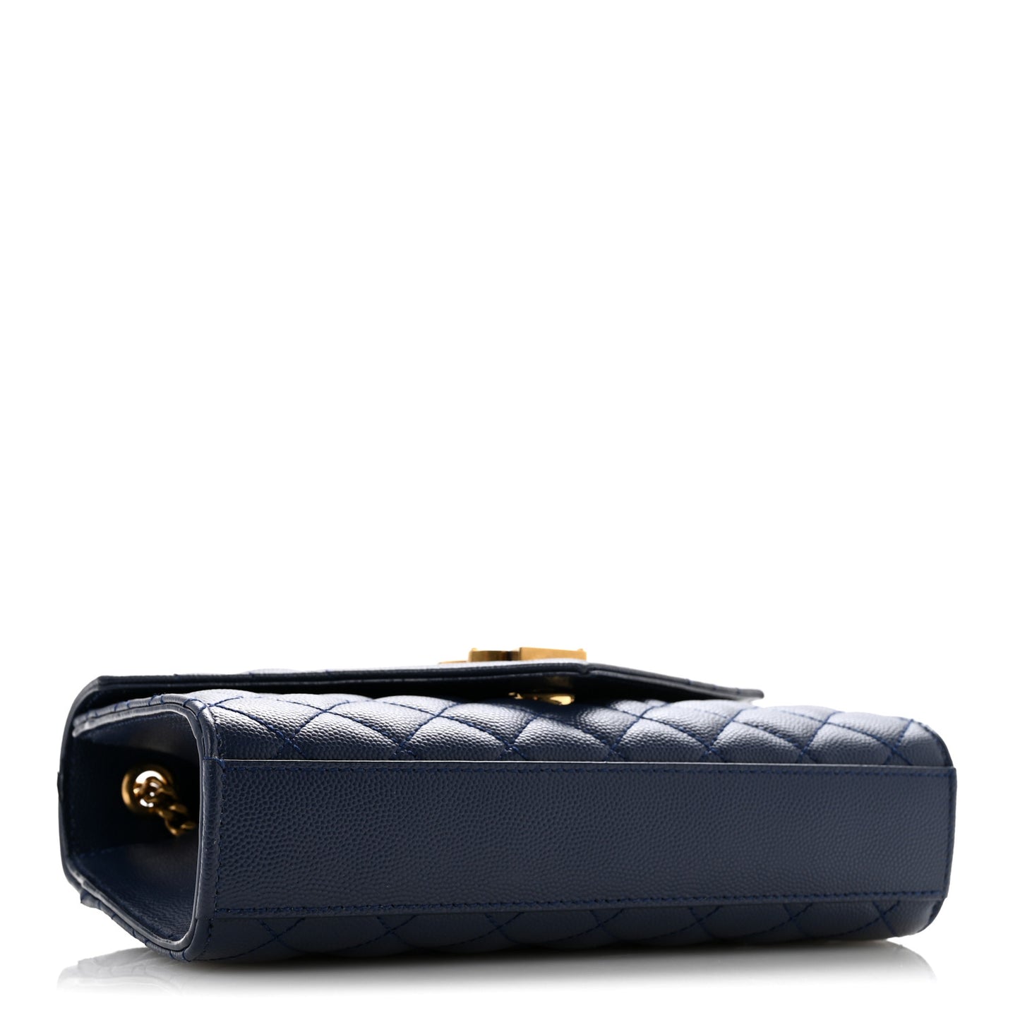 Grain De Poudre Textured Mixed Matelasse Triquilt Small Monogram Satchel Blue Charron