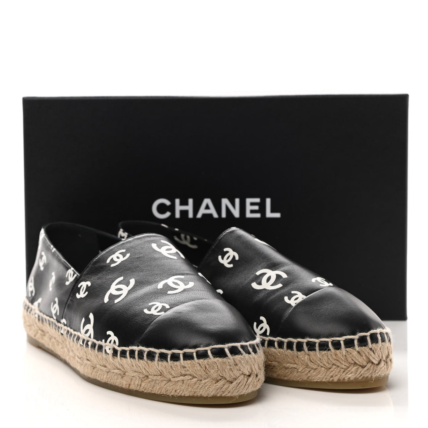 Lambskin Printed CC Espadrilles 41 Black White