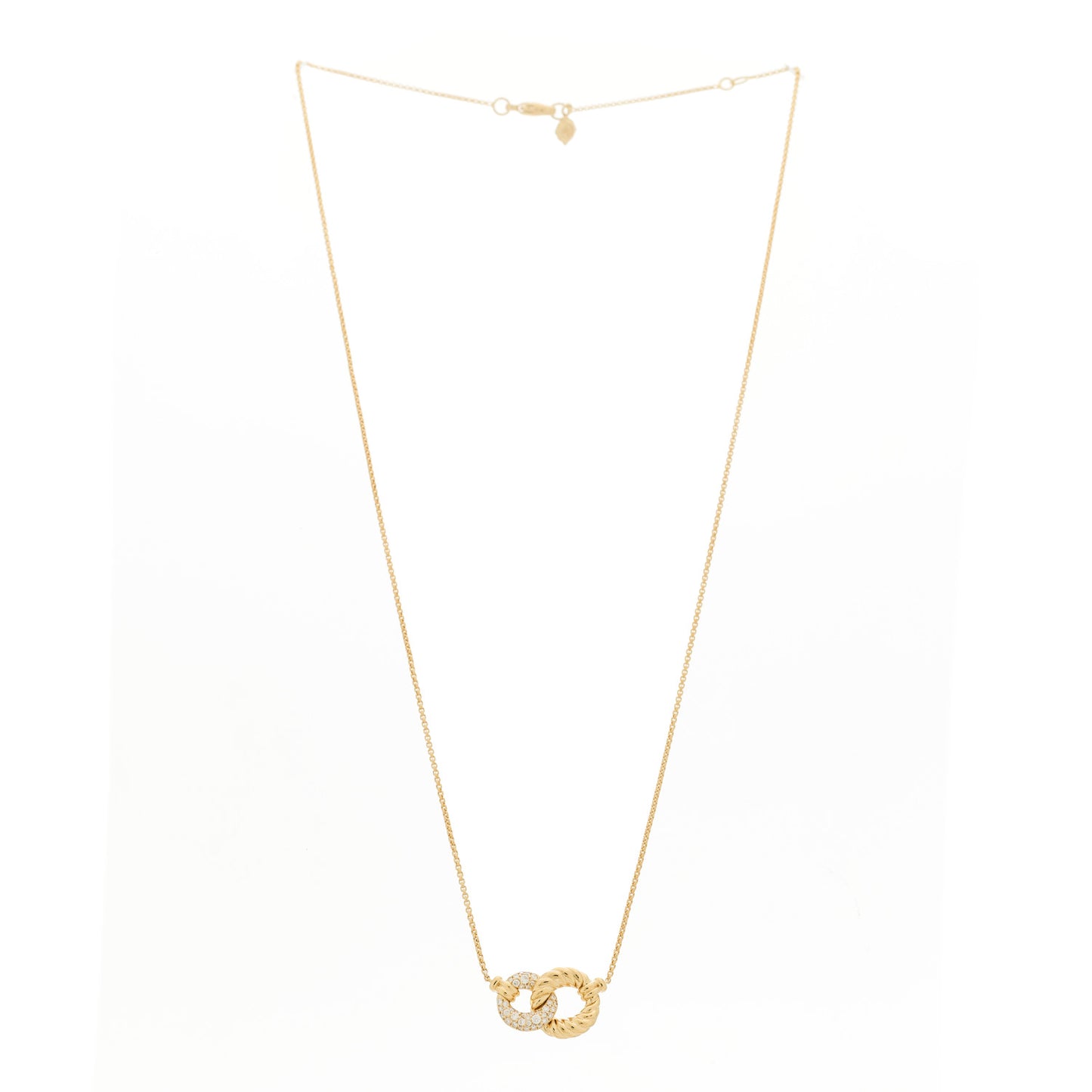 18K Yellow Gold Diamond Pave Extra-Small Belmont Pendant Necklace