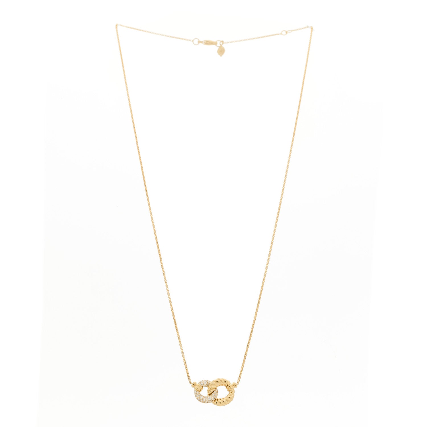 David Yurman 18K Yellow Gold Diamond Pave Extra-Small Belmont Pendant Necklace 3 of 6