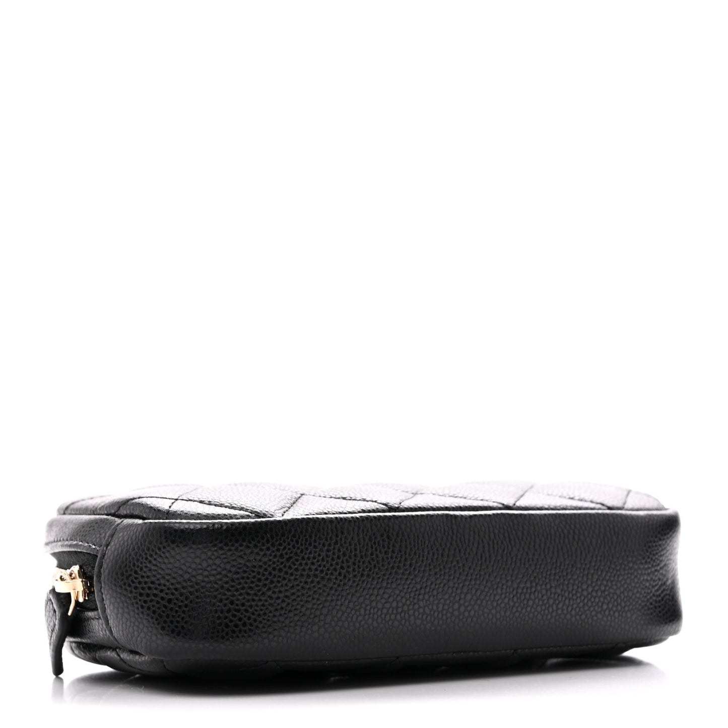 Caviar Quilted Small Curvy Pouch Cosmetic Case Black