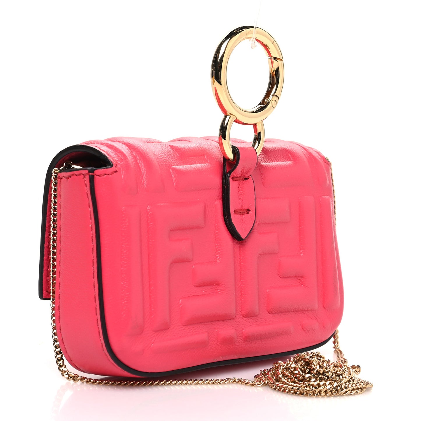 Nappa Matisse FF Embossed Nano Baguette Charm Lampone
