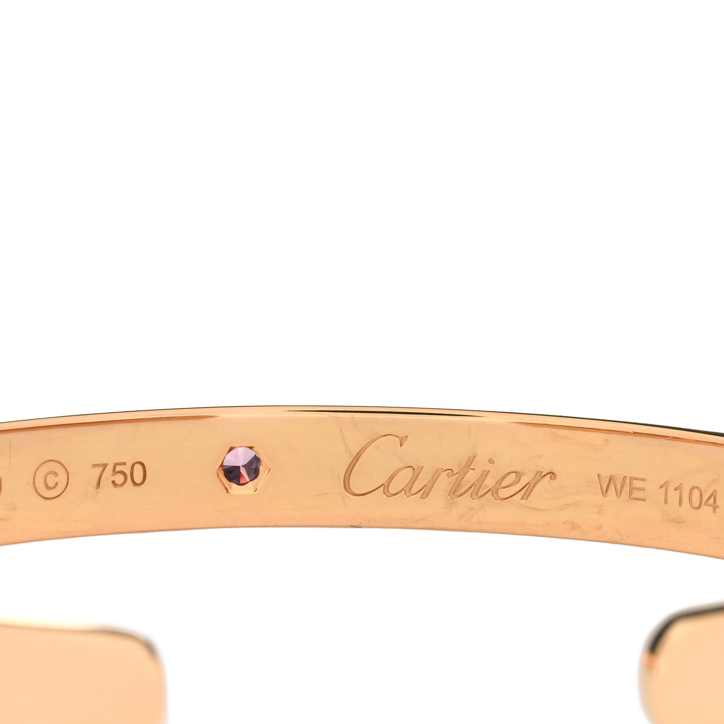 18K Pink Gold Pink Sapphire LOVE Cuff Bracelet 17
