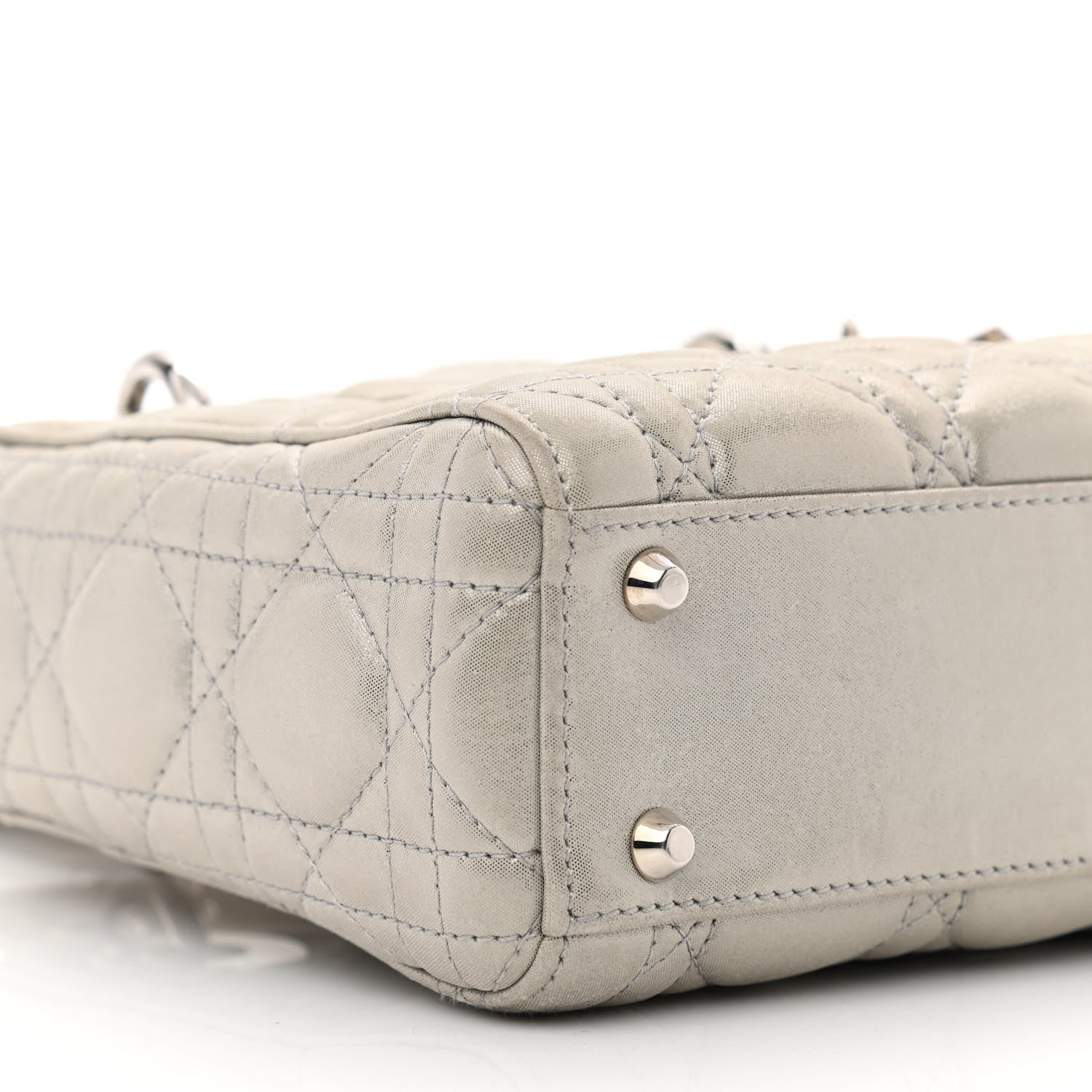 Christian Dior Metallic Nubuck Cannage Mini Lady Dior Silver 9 of 14