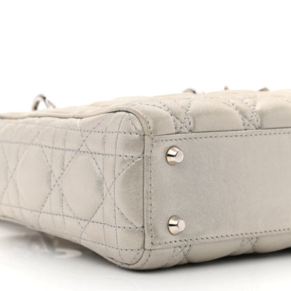Christian Dior Metallic Nubuck Cannage Mini Lady Dior Silver 9 of 14