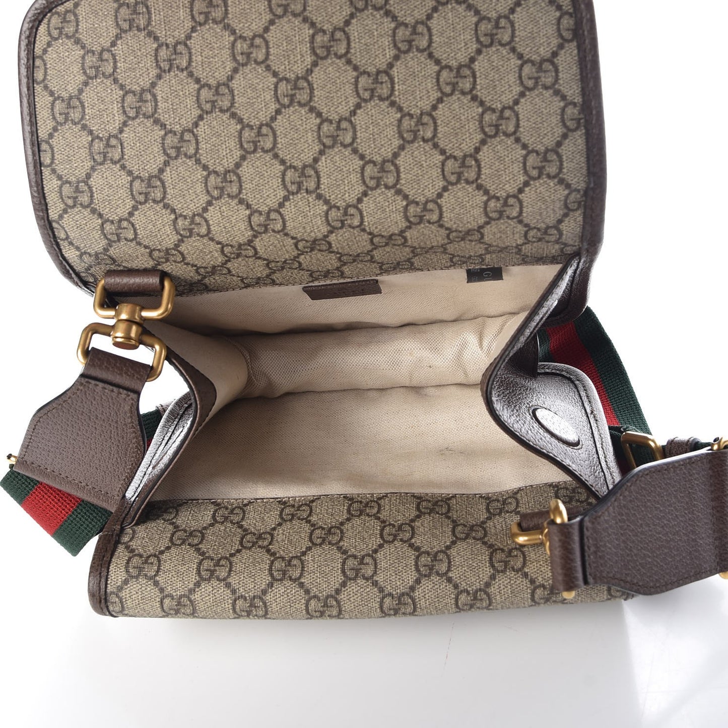 GG Supreme Monogram Web Small Neo Vintage Double Flap Messenger Bag Beige New Acero