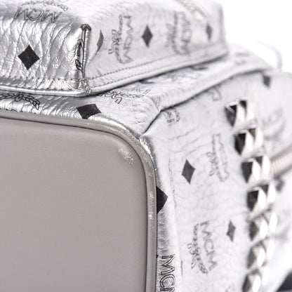 MCM Metallic Visetos Medium Side Stud Stark Backpack Berlin Silver 11 of 14