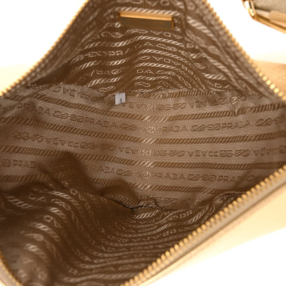 Prada Metallic Saffiano Triangle Shoulder Bag Platino 5 of 13