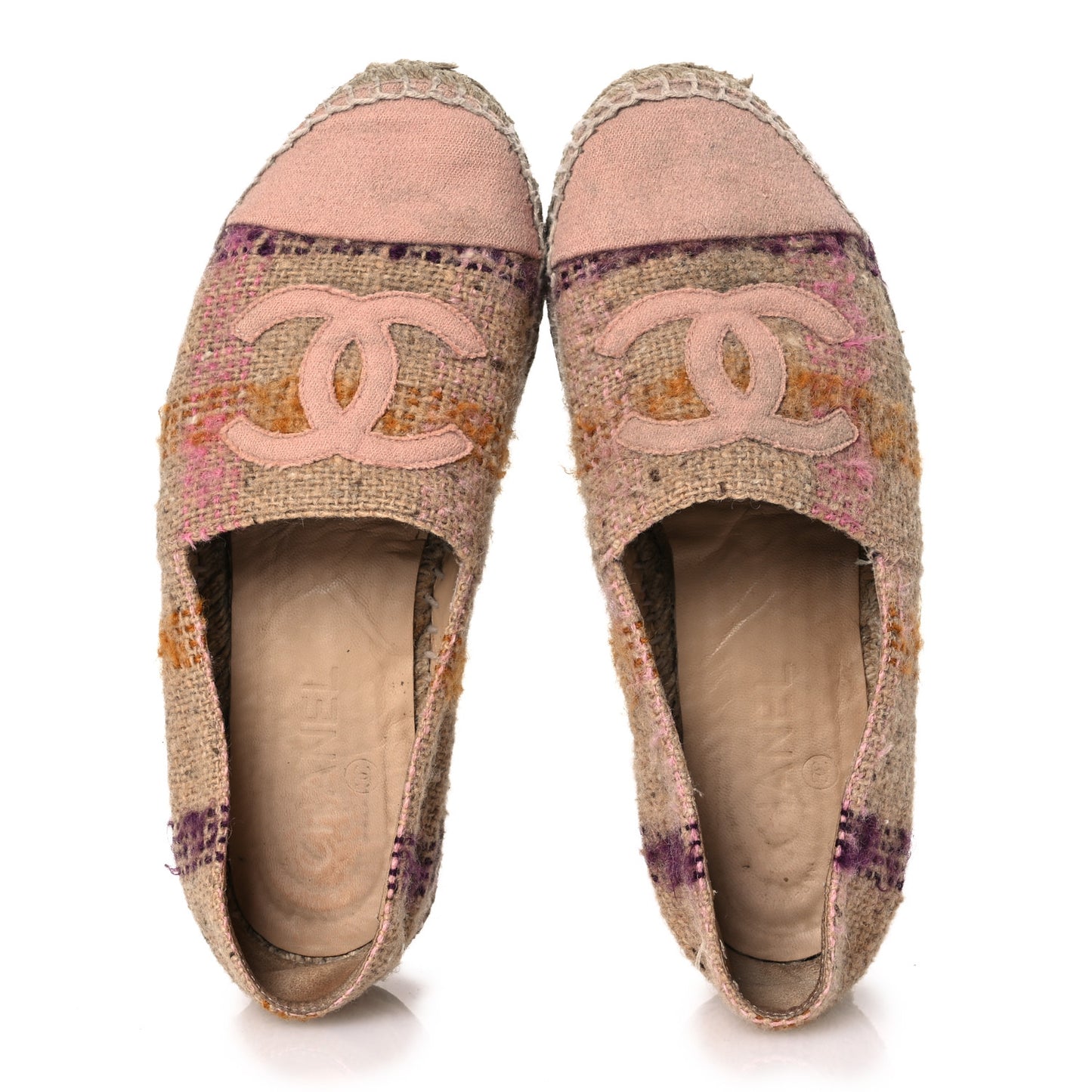 Tweed CC Espadrilles 37 Beige Pink Peach